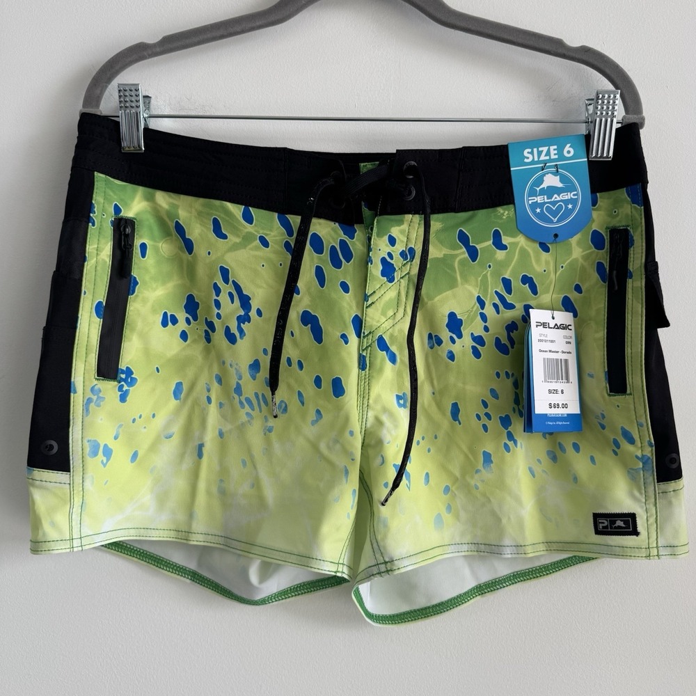 Women's Pelagic Ocean Master Boardshort Dorado Green Swimming Size 6 NWT $69